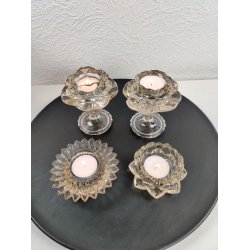 Fyrfadsstager i champagne farvet glas